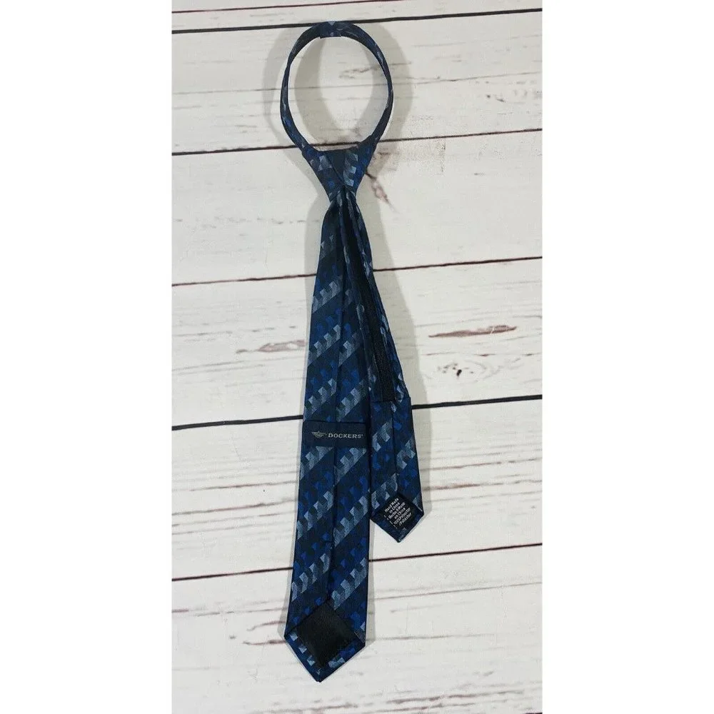 Dockers Boys Zipper Striped Neck Tie Blue Easter Kids Easter Wedding Spring